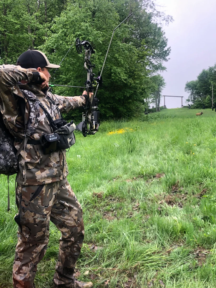 Archer at full draw on the range